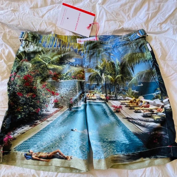 SOLD! ORLEBAR BROWN NWT Riviera Poolside Print Board Short SWIM Trunks & Bag 28 - Picture 15 of 16